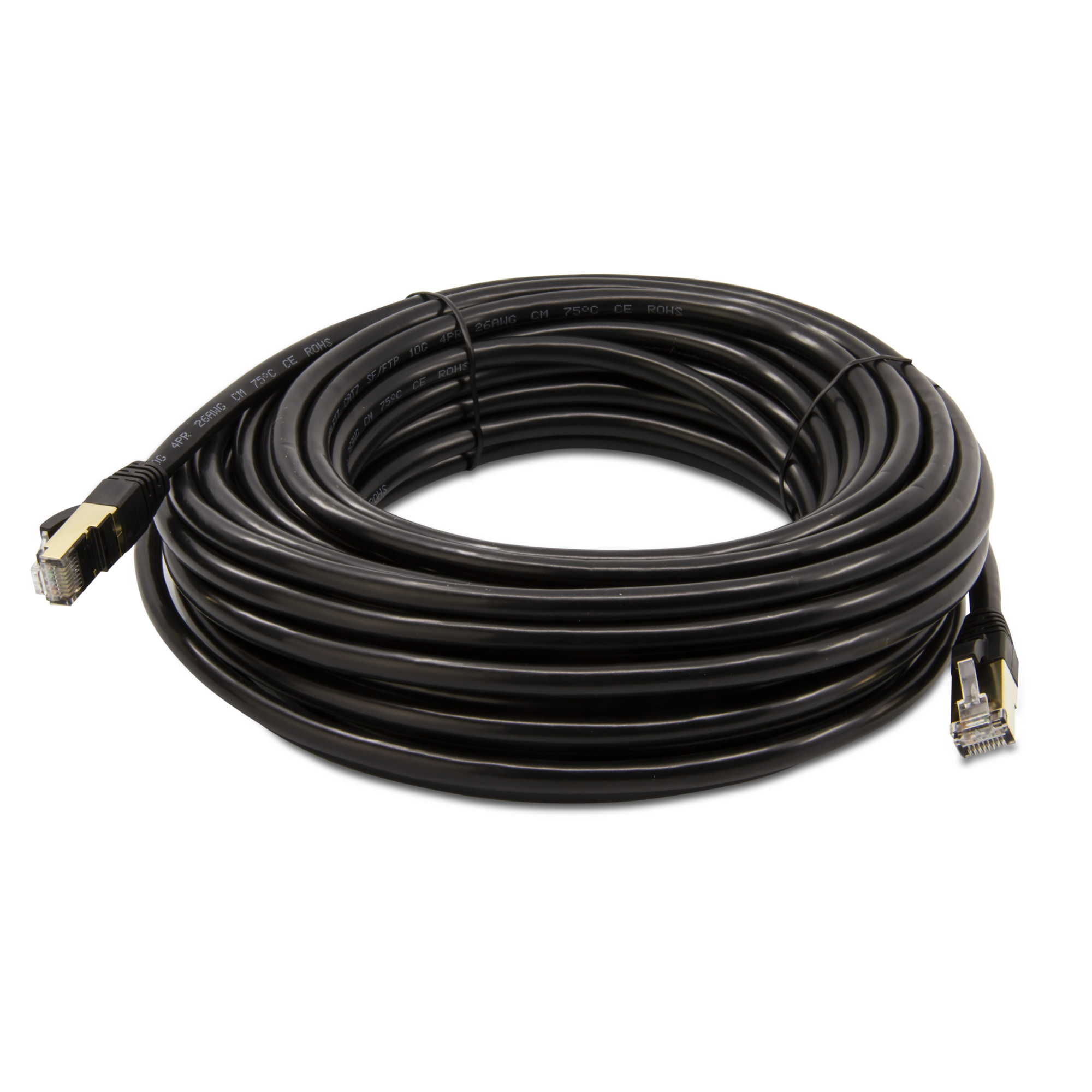 Triplett CAT7-50BK CAT 7 10GBPS Professional Grade, SF/FTP 26AWG, Stranded Patch Cable 50' Black